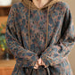 Women Casual Autumn Flower Hooded Cotton Sweatshirt