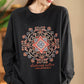 Women Autumn Flower Embroidery O-Neck Cotton Sweatshirt