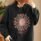 Women Autumn Flower Embroidery O-Neck Cotton Sweatshirt