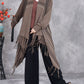 Women Autumn Artsy Stripe Knitted Tassel Cardigan Coat