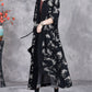 Women Artsy Autumn Flower Strap Cardigan Loose Coat