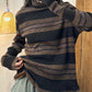 Women Casual Autumn Stripe Knit Turtleneck Sweater