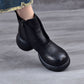 Women Winter Casual Solid Leather Zipper Platform Boots