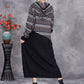 Women Autumn Artsy Spliced Knitted Hooded Dress