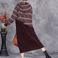 Women Autumn Artsy Spliced Knitted Hooded Dress