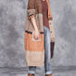 Women Autumn Artsy Colorblock Knitted V-Neck Cardigan Coat