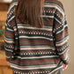 Women Casual Autumn Stripe Jacquard O-Neck Sweater