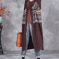 Women Autumn Artsy Flower Jacquard Knitted V-Neck Cardigan Coat