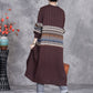 Women Autumn Artsy Flower Jacquard Knitted V-Neck Cardigan Coat