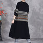 Women Autumn Artsy Flower Jacquard Knitted V-Neck Cardigan Coat