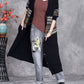 Women Autumn Artsy Flower Jacquard Knitted V-Neck Cardigan Coat