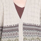 Women Autumn Artsy Flower Jacquard Knitted V-Neck Cardigan Coat