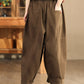 Women Autumn Retro Cotton Spliced Loose Solid Harem Pants