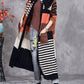 Women Autumn Artsy Colorblock Doll Collar Knit Cardigan Coat