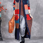 Women Autumn Artsy Colorblock Doll Collar Knit Cardigan Coat