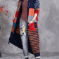 Women Autumn Artsy Colorblock Doll Collar Knit Cardigan Coat