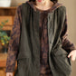 Women Retro Solid O-Neck Cotton Vest Coat