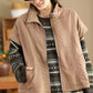 Women Retro Solid Stand Collar Cotton Vest Coat