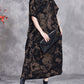 Women Autumn Artsy Flower Colorblock Half-Turtleneck Dress