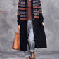 Women Autumn Artsy Stripe Hooded Knit Cardigan Coat