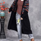 Women Autumn Artsy Stripe Hooded Knit Cardigan Coat