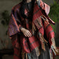 Women Artsy Stripe Tassel Cotton Shawl Scarf