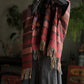 Women Artsy Stripe Tassel Cotton Shawl Scarf