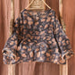 Women Autumn Artsy Floral Ramie Button-up Blouse