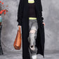 Women Autumn Artsy Solid V-Neck Knit Cardigan Coat