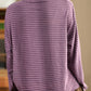 Women Autumn Casual Stripe Turtleneck Cotton Blouse