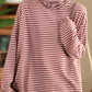 Women Autumn Casual Stripe Turtleneck Cotton Blouse