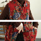 Women Ethnic Flower Pocket Cotton Padded Vest