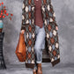 Women Autumn Artsy Rhomboids Knitted V-Neck Cardigan Coat