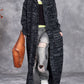 Women Autumn Artsy Solid Stand Collar Knit Cardigan Coat