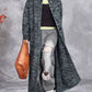 Women Autumn Artsy Solid Stand Collar Knit Cardigan Coat