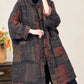 Women Autumn Vintage Stand Collar Patchwork Cotton Coat