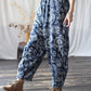 Women Ethnic Autumn Flower Spliced Cotton Harem Pants