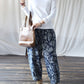 Women Ethnic Autumn Flower Spliced Cotton Harem Pants