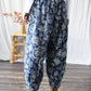 Women Ethnic Autumn Flower Spliced Cotton Harem Pants