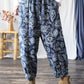 Women Ethnic Autumn Flower Spliced Cotton Harem Pants