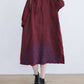 Women Ethnic Autumn Dot Flower Hooded Cotton Dress