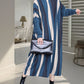 Women Autumn Artsy Colorblock Stripe Knitted Dress