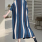 Women Autumn Artsy Colorblock Stripe Knitted Dress