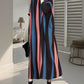 Women Autumn Artsy Colorblock Stripe Knitted Dress