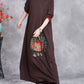 Women Autumn Artsy Flower Knit O-Neck Dress