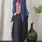 Linen Floral Pocket Elastic Waist Vintage Print Casual Pants