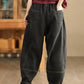 Women Winter Retro Denim Fleece-lined Harem Pants