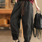 Women Winter Retro Denim Fleece-lined Harem Pants