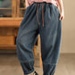 Women Winter Retro Denim Fleece-lined Harem Pants