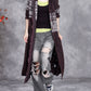 Women Autumn Artsy Hollow Out Knit Cardigan Hooded Coat